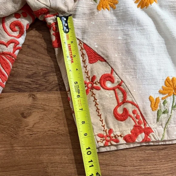 Free People Augusta Floral Embroidered Tan Braid Tie Boho Shorts - Picture 8 of 16